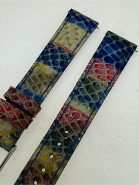New Authentic Michele Multi Color Leather Watch Band 16mm